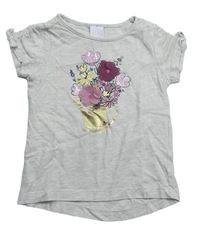 Béžové melírované tričko s konví s květy C&A