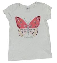 Bílé tričko s motýlem Dopodopo
