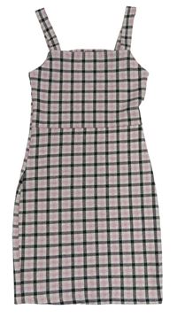 Bílo-černo-růžové kostkované šaty New Look