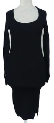 Dámské černé žebrované svetrové šaty FB sister 