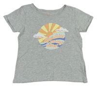Šedé melírované tričko se sluníčkem Primark