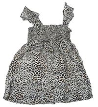 Bílé lehké žabičkové šaty s leopardím vzorem Primark 