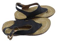Dámské černo-béžové koženkové sandály/žabky vel. 37