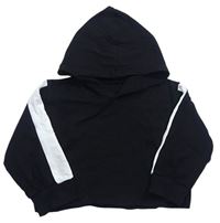Černo-bílé crop triko s kapucí Shein