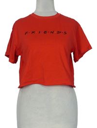 Dámské červené crop tričko s nápisem FRIENDS Primark