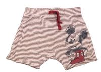 Červeno-bílé pruhované bavlněné kraťasy s Mickeym George