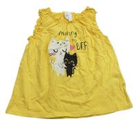 Žluté bavlněné šaty s kočičkami zn. H&M