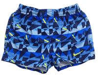 Modro-světlemodro-safírovo-tmavomodré pruhované vzorované plážové kraťasy Nike