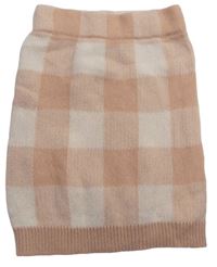 Starorůžovo-pudrová kostkovaná pletená sukně Primark