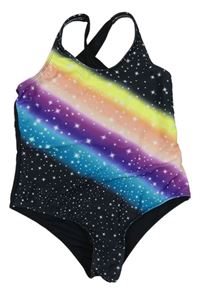 Černo-barevné jednodílné plavky s hvězdami Shein