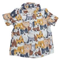 Smetanovo-barevná košile s kočkami Shein