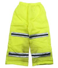 Žluté šusťákové reflexní kalhoty s proužky 