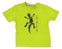 Neonově zelené tričko s ještěrkou 