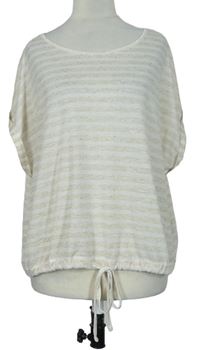 Dámské béžovo-bílé pruhované volné tričko Pep&Co