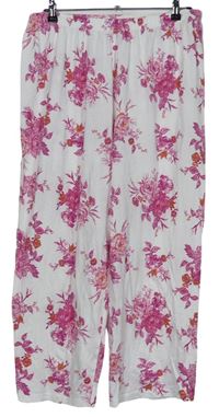 Dámské bílo-růžové květované culottes kalhoty Bonmarché 