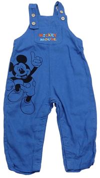 Modré lněné laclové kalhoty s Mickey zn. PRIMARK