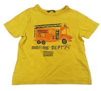 Okrové tričko s hasičským autem George