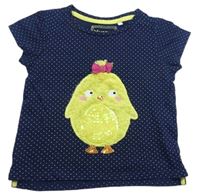 Tmavomodré puntíkaté tričko s kuřetem Bluezoo