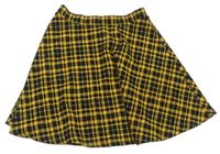 Černo-žlutá kostkovaná kolová sukně George 