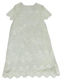 Bílé síťované šaty s kytičkami