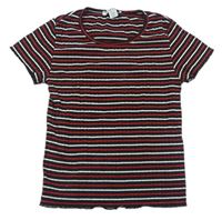 Černo-červeno-bílé pruhované tričko Primark