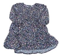 Tmavomodré květované lehké šaty Matalan