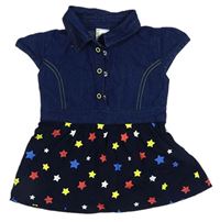Tmavomodré riflovo/bavlněné šaty s hvězdičkami 