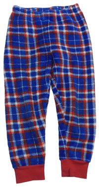 Modro-červené kostkované chlupaté pyžamové kalhoty St. Bernard 
