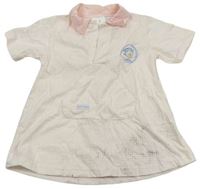 Světlerůžovo-bílé kostičkované šaty s holčičkou a límečkem 