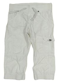 Bílé plátěné capri kalhoty H&M