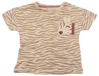 Pudrové vzorované tričko se zebrou Nutmeg
