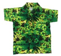 Zelená vzorovaná košile s květy a palmami 