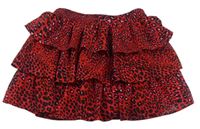 Červeno-černá šifonová vrstvená sukně s leopardím vzorem M&S