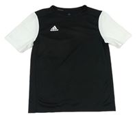 Černo-bílé sportovní funkční tričko s logem zn. Adidas