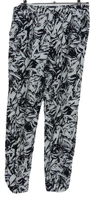 Dámské černo-bílé vzorované volné kalhoty F&F
