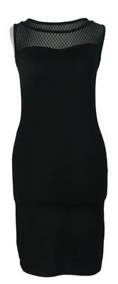 Dámské černé šaty s tylovým výstřihem 
