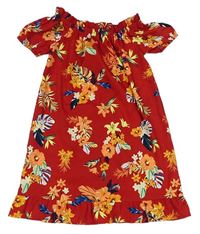 Červeno-barevné květované lehké šaty Primark