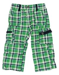Zelené kostkované kalhoty s kapsami Topolino