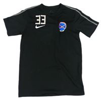 Černé sportovní tričko s výšivkou a logem Nike