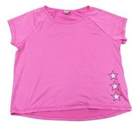 Neonově růžové tričko s hvězdami Yigga