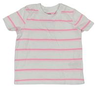 Bílo-křiklavě růžové pruhované tričko F&F