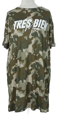 Dámská army tričková tunika s nápisem New Look 