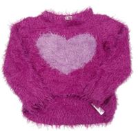 Růžový chlupatý svetr se srdíčkem Kiki&Koko