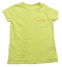 Žluté melírované tričko s kapsou s kytičkami PRIMARK
