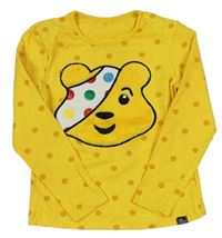 Tmavožluté puntíkaté triko s medvídkem Pudsey George