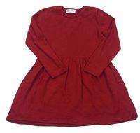 Tmavočervené puntíkaté svetrové šaty H&M