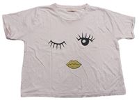 Světlerůžové crop tričko s očima Lipsy