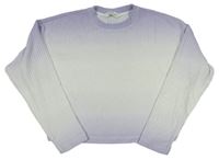 Lila-bílé žebrované úpletové crop triko zn. H&M