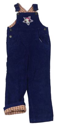 Tmavomodré manšestrové laclové kalhoty s jednorožcem Papagino