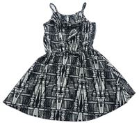 Černo-krémové vzorované lehké šaty s volány Next